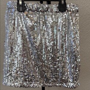 Silver Sequin Mini Skirt